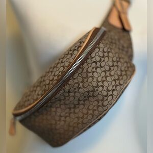 Coach Monogram Multi Way Sling Bag Fanny Pack Crossbody Tan GUC